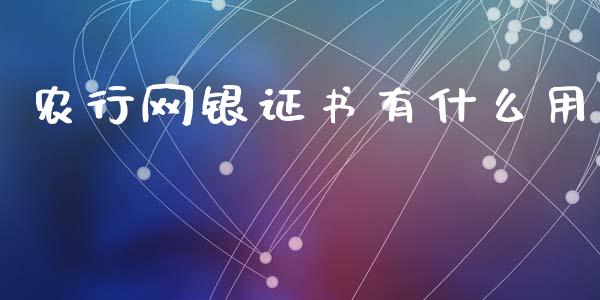 农行网银证书有什么用_https://m.jnkyh.com_期货开户条件_第1张