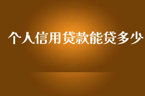 个人信用贷款能贷多少_https://m.jnkyh.com_股指期货_第1张