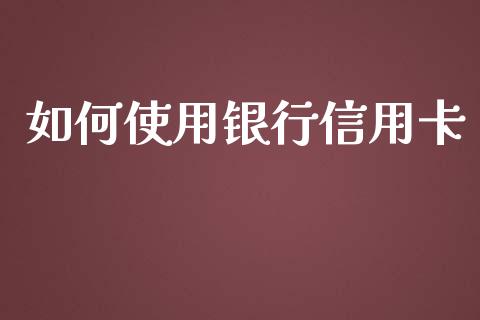如何使用银行信用卡_https://m.jnkyh.com_期货开户条件_第1张