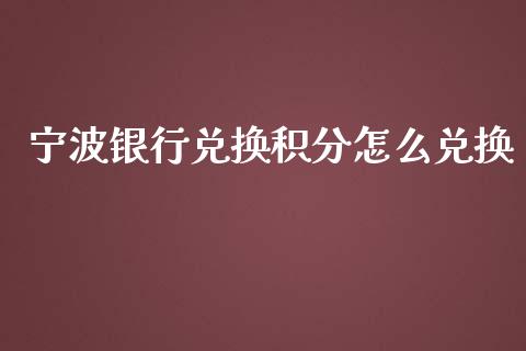 宁波银行兑换积分怎么兑换_https://m.jnkyh.com_股指期货_第1张
