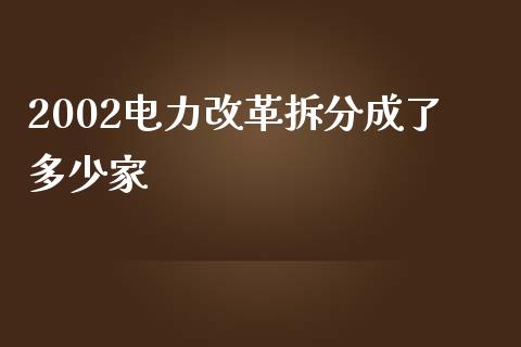 2002电力改革拆分成了多少家_https://m.jnkyh.com_股指期货_第1张