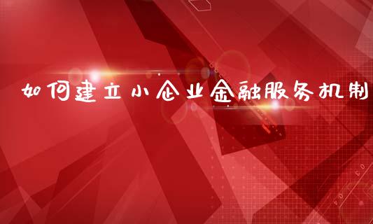 如何建立小企业金融服务机制_https://m.jnkyh.com_国际原油_第1张