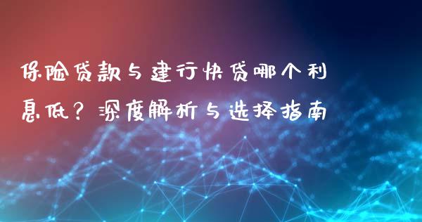 保险贷款与建行快贷哪个利息低？深度解析与选择指南_https://m.jnkyh.com_股指期货_第1张
