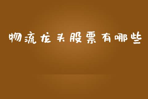 物流龙头股票有哪些_https://m.jnkyh.com_期货开户条件_第1张