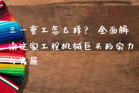 三一重工怎么样？ 全面解读这家工程机械巨头的实力与发展_https://m.jnkyh.com_股指期货_第1张