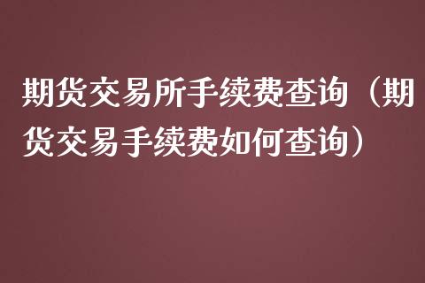 期货交易所手续费查询（期货交易手续费如何查询）_https://m.jnkyh.com_股票交易_第1张