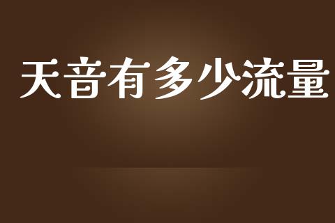 天音有多少流量_https://m.jnkyh.com_国际原油_第1张