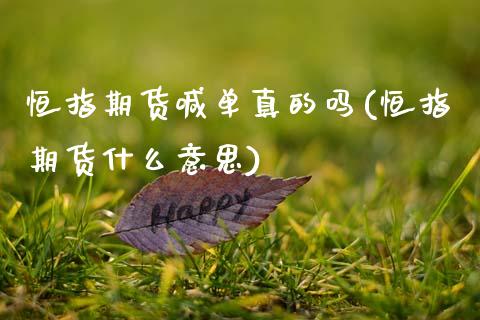 恒指期货喊单真的吗(恒指期货什么意思)_https://m.jnkyh.com_股票交易_第1张
