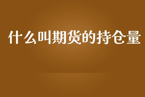 什么叫期货的持仓量_https://m.jnkyh.com_国际原油_第1张