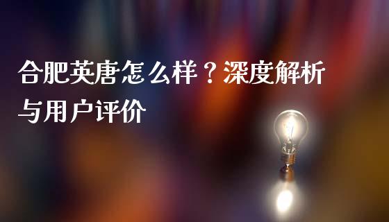 合肥英唐怎么样？深度解析与用户评价_https://m.jnkyh.com_股票交易_第1张