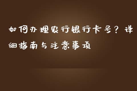 如何办理农行银行卡号？详细指南与注意事项_https://m.jnkyh.com_期货开户条件_第1张