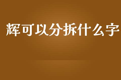 辉可以分拆什么字_https://m.jnkyh.com_期货开户条件_第1张