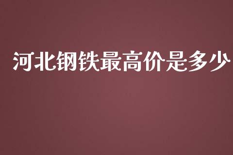 河北钢铁最高价是多少_https://m.jnkyh.com_期货开户条件_第1张