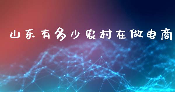山东有多少农村在做电商_https://m.jnkyh.com_股票交易_第1张