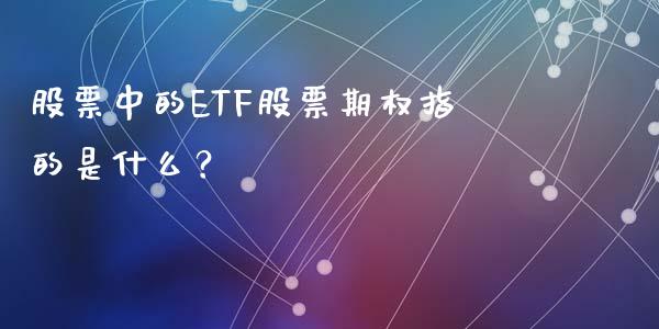 股票中的ETF股票期权指的是什么？_https://m.jnkyh.com_股指期货_第1张