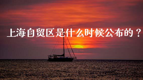 上海自贸区是什么时候公布的？_https://m.jnkyh.com_股指期货_第1张