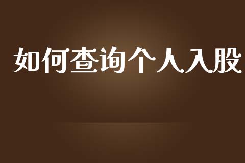 如何查询个人入股_https://m.jnkyh.com_股票交易_第1张