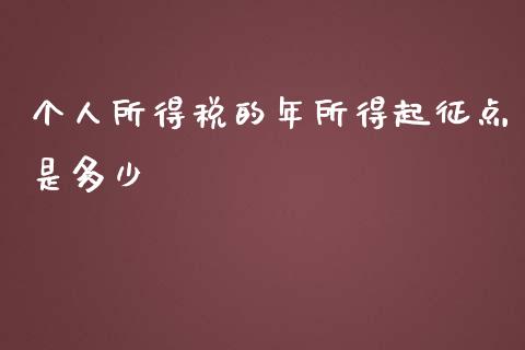个人所得税的年所得起征点是多少_https://m.jnkyh.com_股票交易_第1张