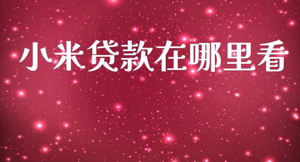 小米贷款在哪里看_https://m.jnkyh.com_期货开户条件_第1张